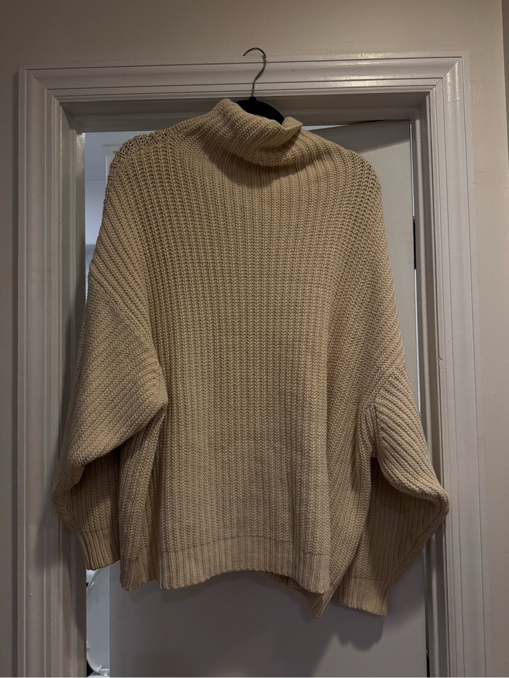 Free People Cream Turtleneck Chunky Knit Sweater